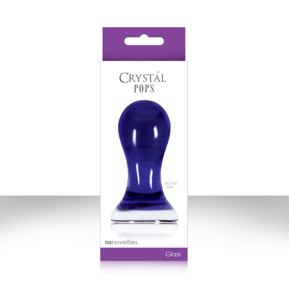 Cиний стеклянный анальный стимулятор Crystal Pops Large - 10,1 см.