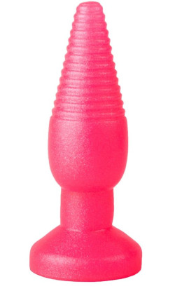 Розовая анальная втулка с рёбрышками - 14 см. Розовая анальная втулка с рёбрышками - 14 см.