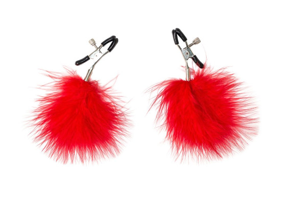 Зажимы на соски с красным пухом Euphoric Зажимы на соски с красным пухом Euphoric