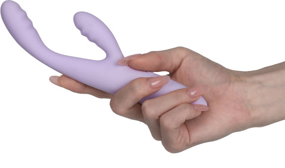 Сиреневый интерактивный вибростимулятор-кролик Cici+ 2 с функцией нагрева - 17,8 см.