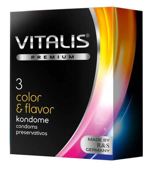 Цветные ароматизированные презервативы VITALIS PREMIUM color & flavor - 3 шт. Цветные ароматизированные презервативы VITALIS PREMIUM color & flavor - 3 шт.