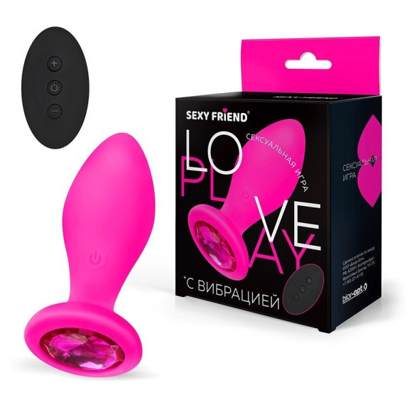 Розовая вибровтулка с малиновым кристаллом и пультом ДУ - 9 см. Розовая вибровтулка с малиновым кристаллом и пультом ДУ - 9 см.