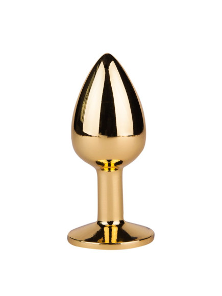 Золотистая анальная втулка с малиновым кристаллом - 7 см. Золотистая анальная втулка с малиновым кристаллом - 7 см.