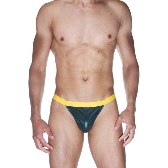 Мужские трусы-тонги с контрастным желтым пояском Мужские трусы-тонги с контрастным желтым пояском