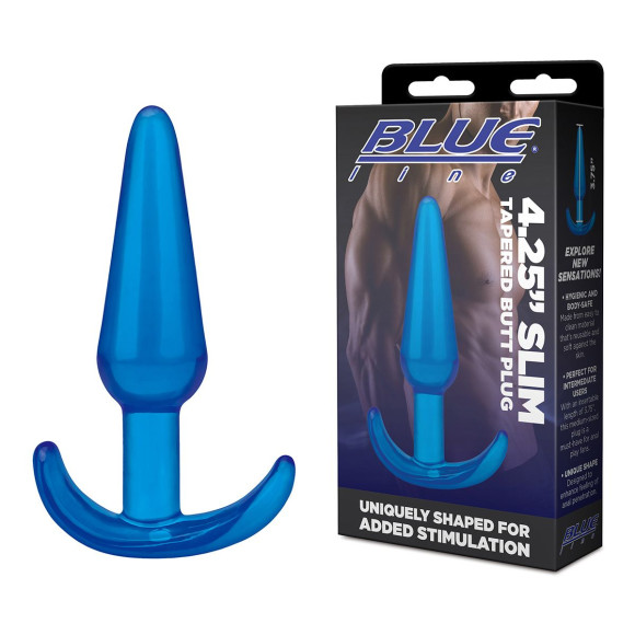 Голубая анальная пробка Slim Tapered Butt Plug - 10,8 см. Голубая анальная пробка Slim Tapered Butt Plug - 10,8 см.