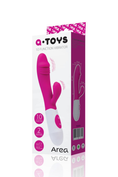 Ярко-розовый вибратор Area с клиторальным стимулятором - 19,5 см. Ярко-розовый вибратор Area с клиторальным стимулятором - 19,5 см.