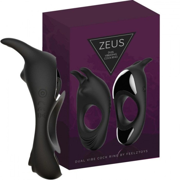 Черное эрекционное кольцо с двумя моторами Zeus Dual Vibe Cock Ring Черное эрекционное кольцо с двумя моторами Zeus Dual Vibe Cock Ring
