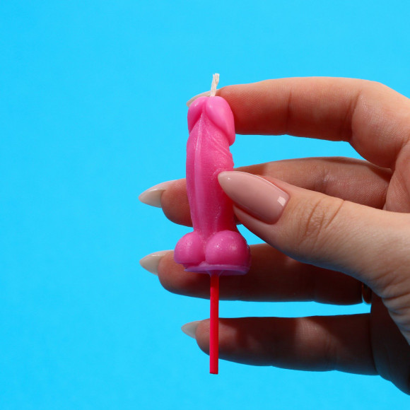 Розовая свеча на торт в форме фаллоса - 4,5 см. Розовая свеча на торт в форме фаллоса - 4,5 см.