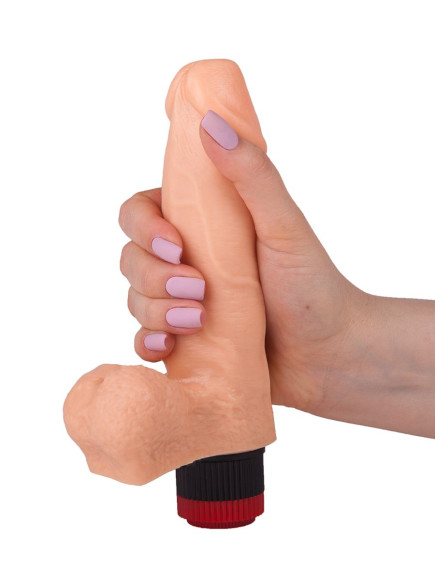 Реалистичный виброфаллос с мошонкой - 15,5 см. Реалистичный виброфаллос с мошонкой - 15,5 см.