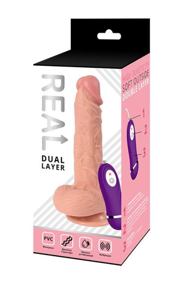 Телесный реалистичный вибратор REAL Dual Layer - 23 см. Телесный реалистичный вибратор REAL Dual Layer - 23 см.