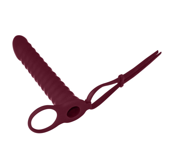 Бордовая вибронасадка для двойного проникновения Rori - 17 см.