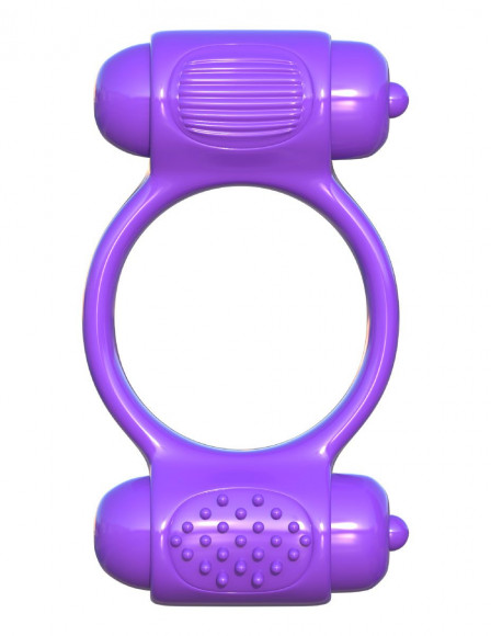 Фиолетовое эрекционное кольцо с 2 виброэлементами Magic Touch Couples Ring