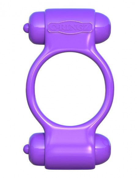Фиолетовое эрекционное кольцо с 2 виброэлементами Magic Touch Couples Ring