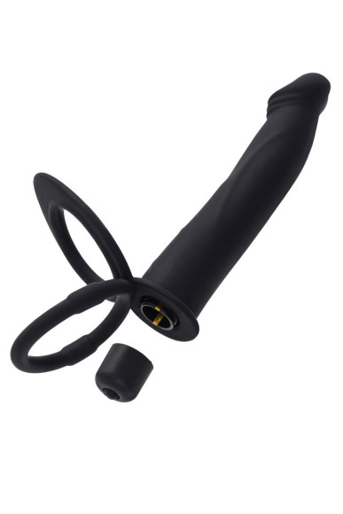 Черная насадка на пенис для двойного проникновения - 19 см. Черная насадка на пенис для двойного проникновения - 19 см.
