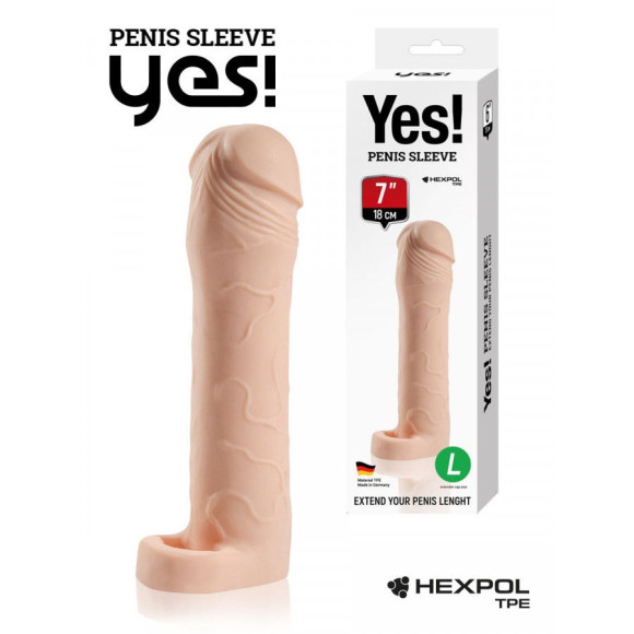 Телесная насадка-удлинитель со вставкой L-размера - 18 см. Телесная насадка-удлинитель со вставкой L-размера - 18 см.